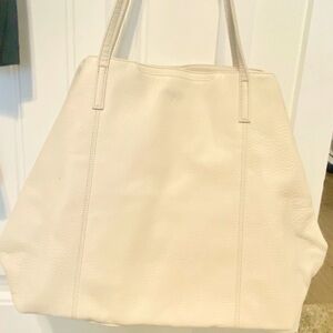 HOBO Powder White Leather Tote Bag